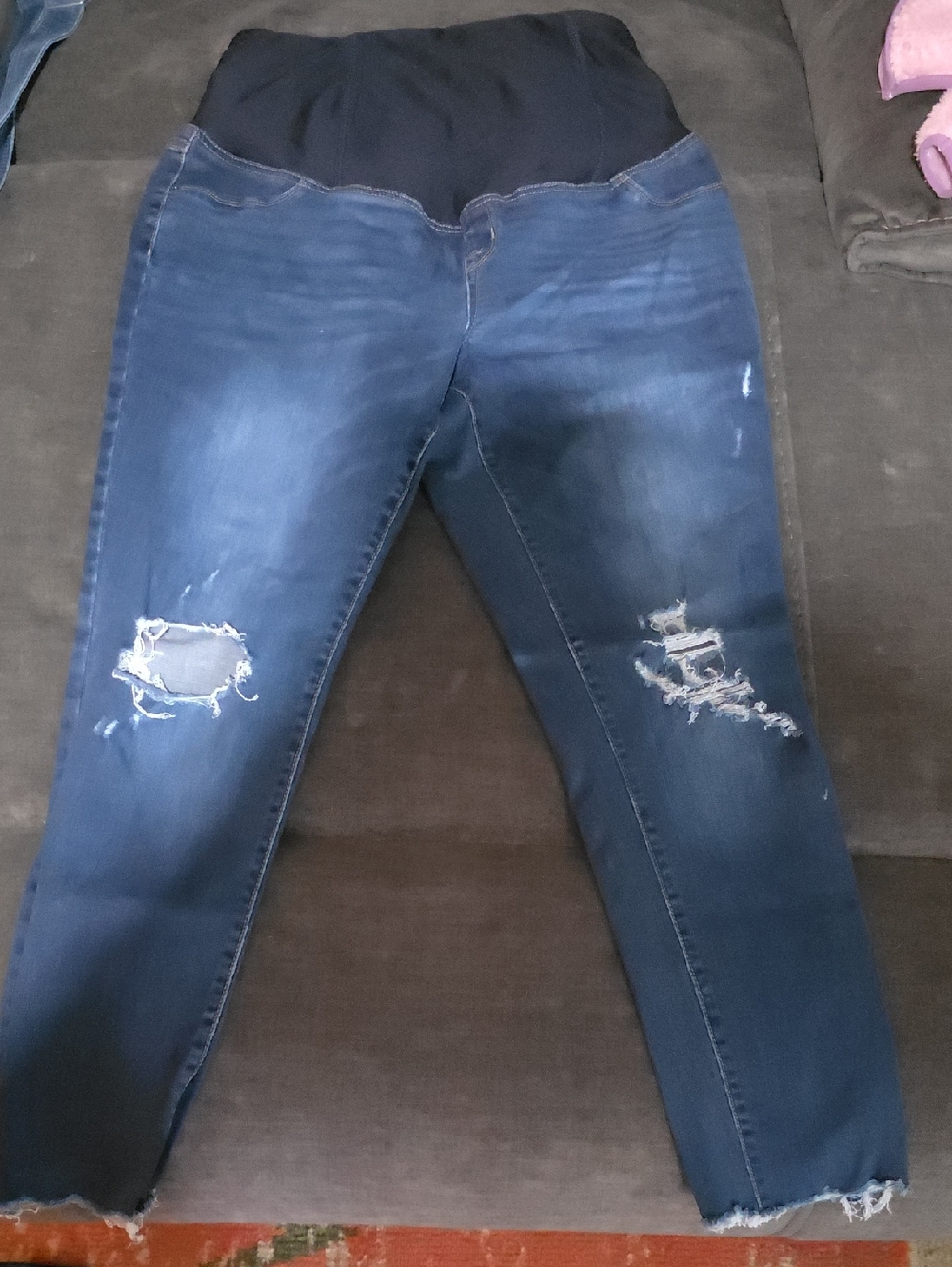 Isabel Maternity by Ingrid & Isabel Distressed Dark Blue Jeggings